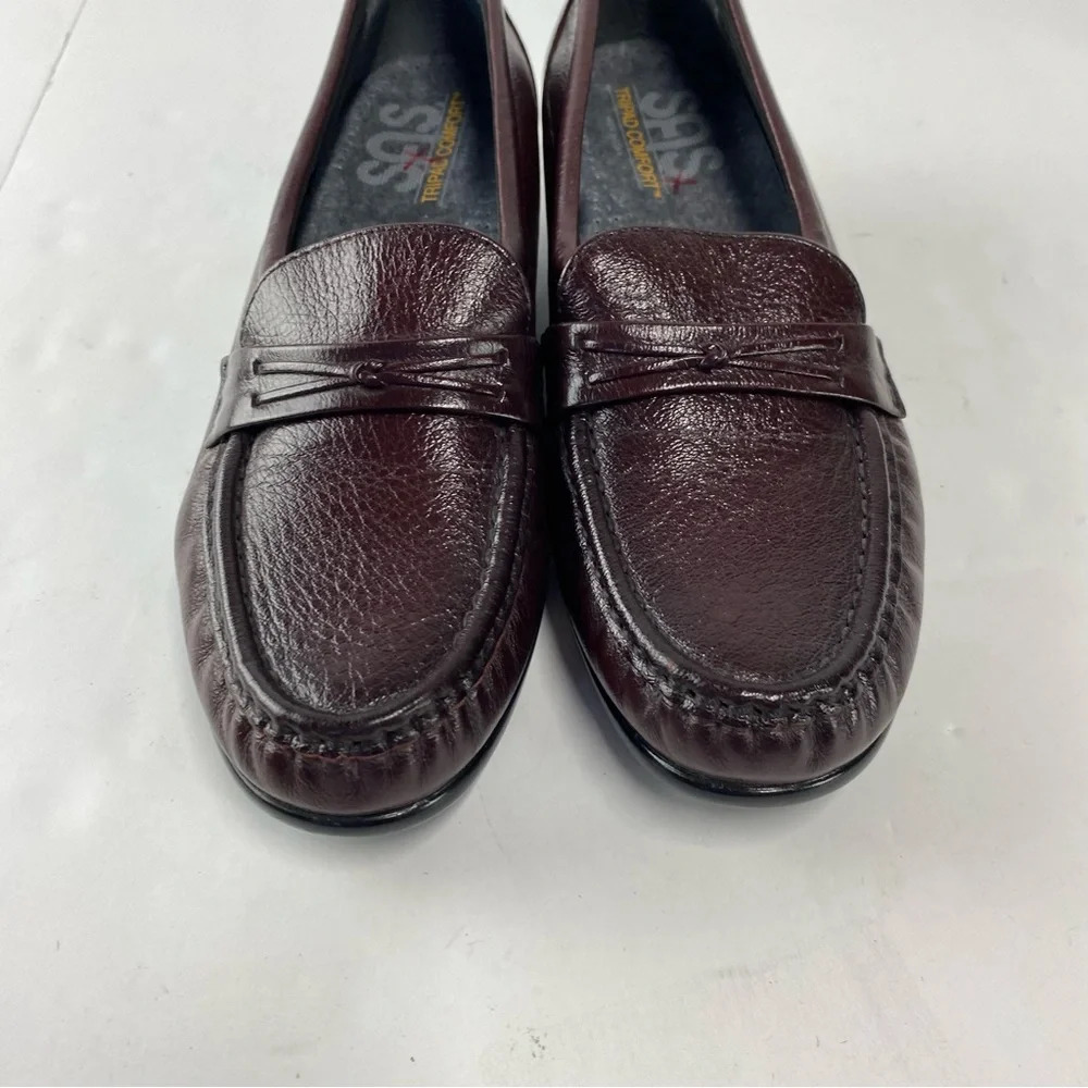 SAS Womens 7.5S Tripad Comfort Burgundy Leather Slip On Wedge Loafers - Picture 5 of 7